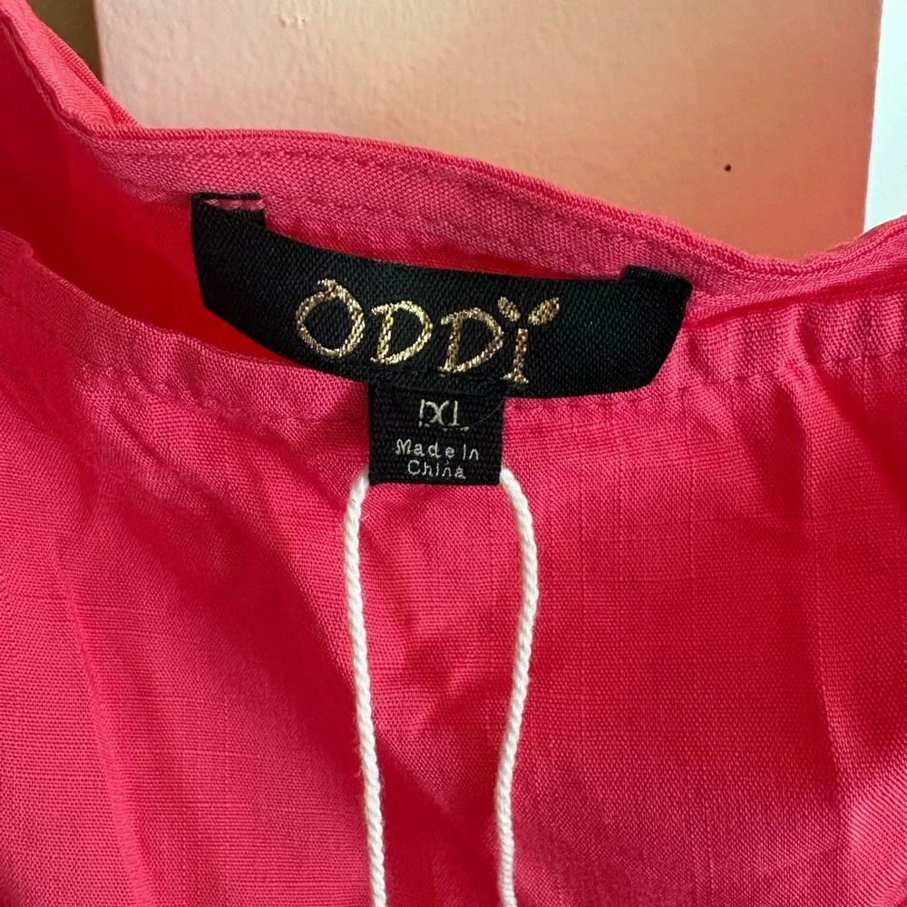 ODDY Hot Pink and Brown Tiered Long Sleeve Dress - Picture 2 of 6